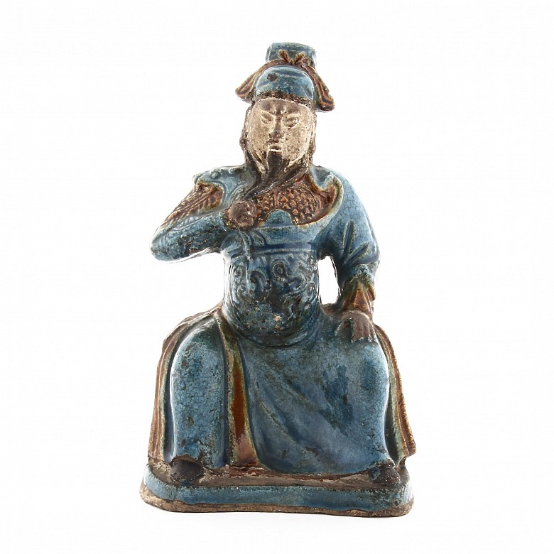 A turquoise-glazed Warrior, Qing dinasty, Kangxi period (1654-1722).