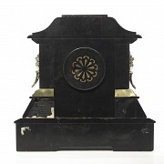 Large marble clock, Napoleon III style,  20th century