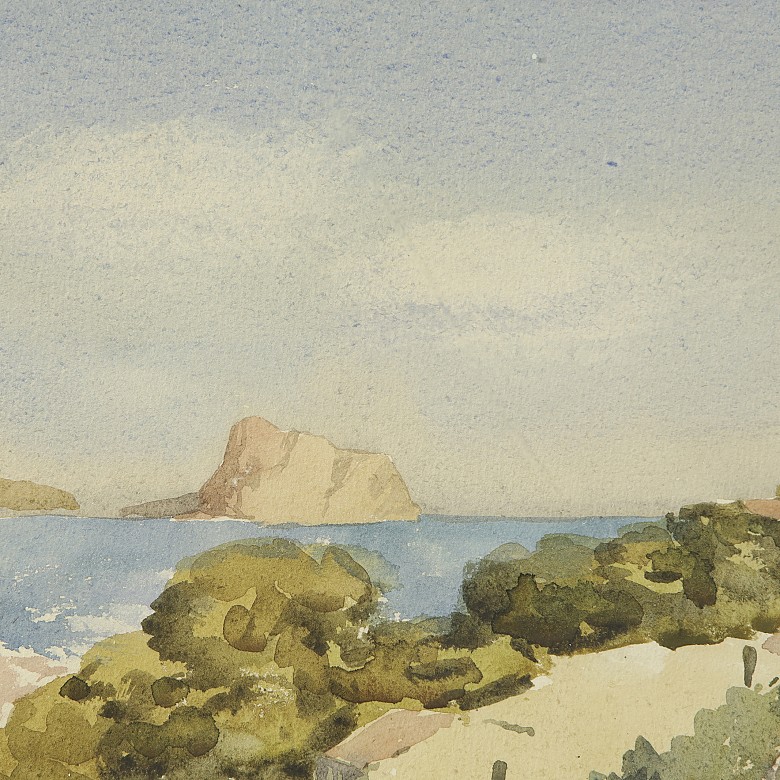 Watercolour (20th century) ‘Coastal village’