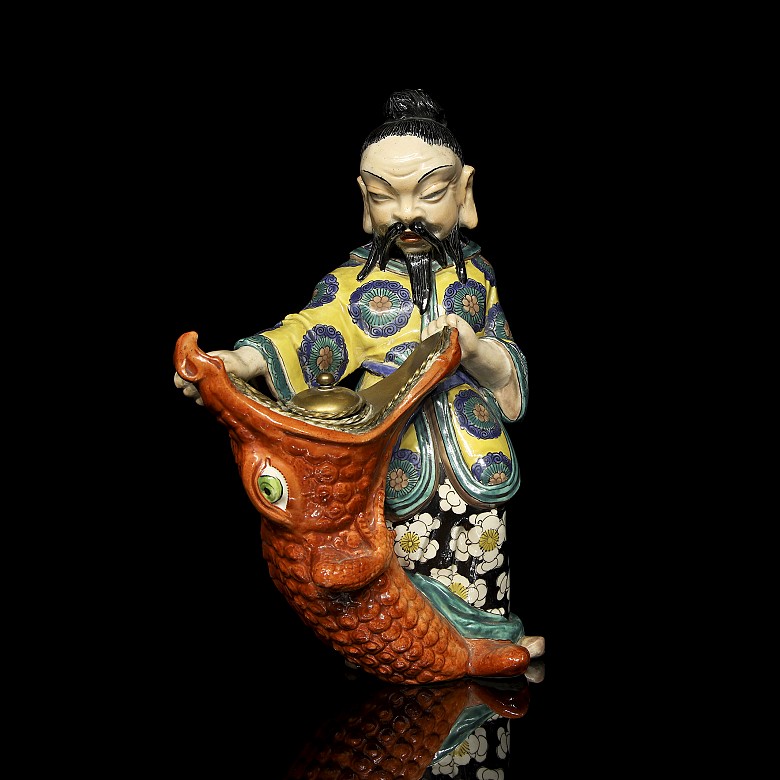 Chinese porcelain scrivener “Man with crocodile” 20th century