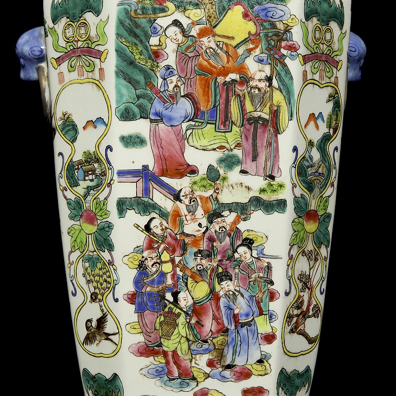 Cantonese vase famille rose “Scenes”, 20th century