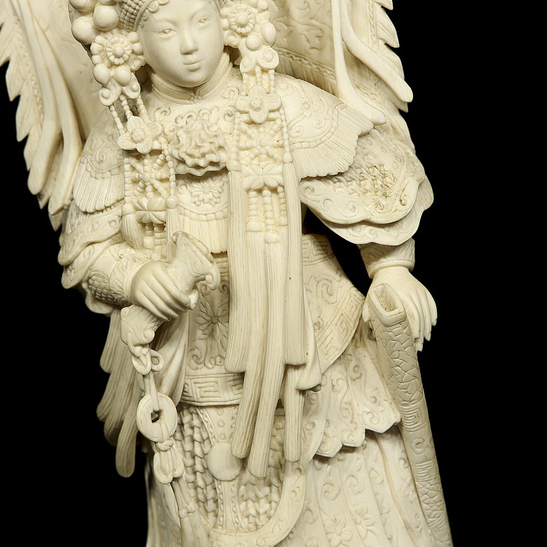 Carved ivory figure ‘Chinese warrior’, early 20th century