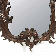 Vicente Andreu. Large mirror with carved wooden frame, 20th century.