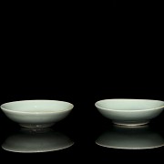 Pair of small celadon ceramic dishes, 20th century - 1