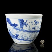 Blue and white porcelain bowl ‘Hunters’, 20th century