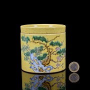 Porcelain enamelled ‘Landscape’ jar, 20th century