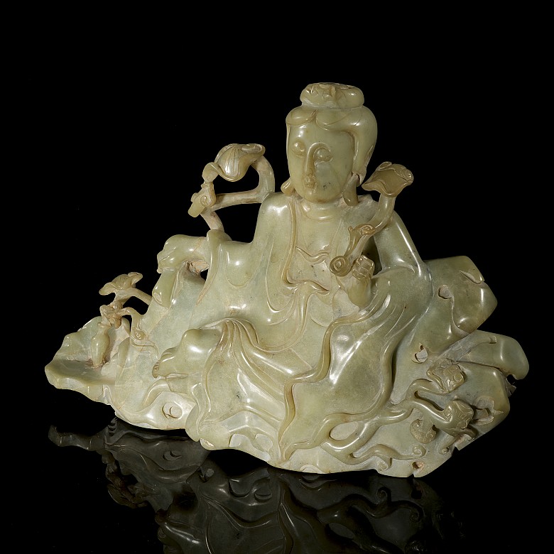 ‘Guanyn’ carved Shoushan stone, Qing dynasty