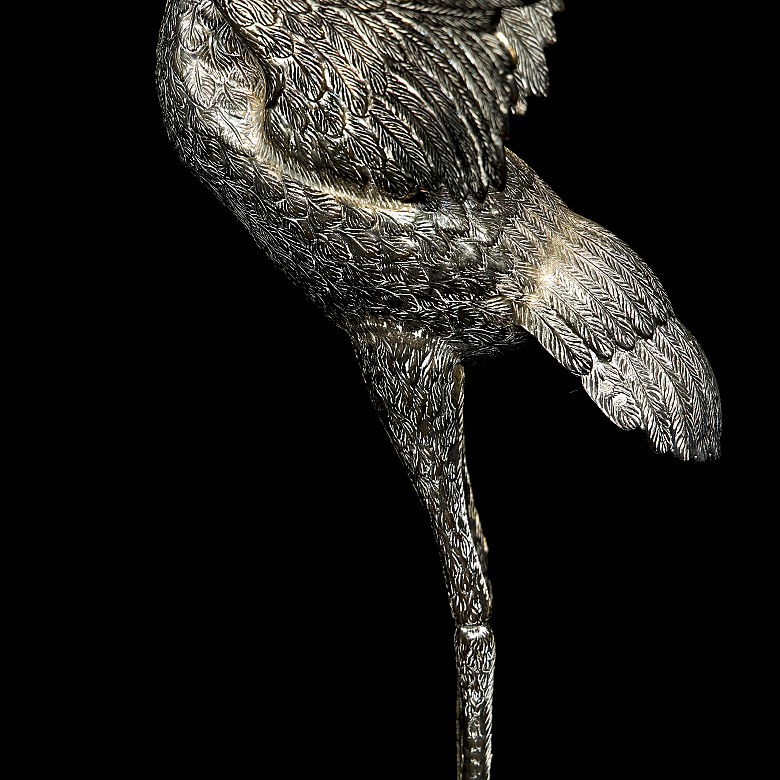 Pair of silver herons, 20th century