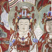 A large painted silk Thangka, Korea, 19th century.