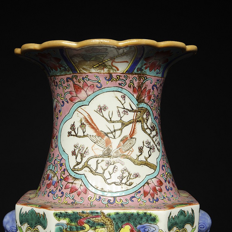 Cantonese vase famille rose “Scenes”, 20th century