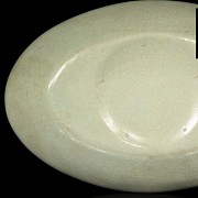 Blue glazed oval dish, Ruyao style