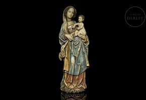 Wood carving ‘ Our Lady with Infant Jesus’, 20th century