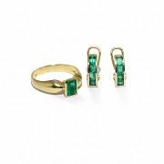 18k yellow gold and emerald set