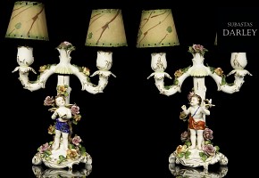 Candelabros de porcelana alemana, Volkstedt, S.XIX