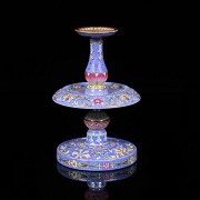 Glazed porcelain candlestick “famille rose”, Qing dynasty, with Qianglong seal