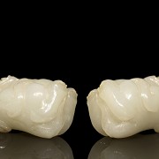 Pair of white jade bears, Eastern Han Dynasty