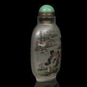 Botella de rapé de vidrio pintado, Zhou Leyuan, dinastía Qing