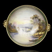 Porcelain enamelled bowl ‘Landscape on the lake’, 20th century