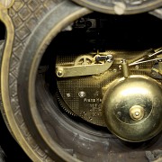 Bronze and marble clock with garnish, 20th century