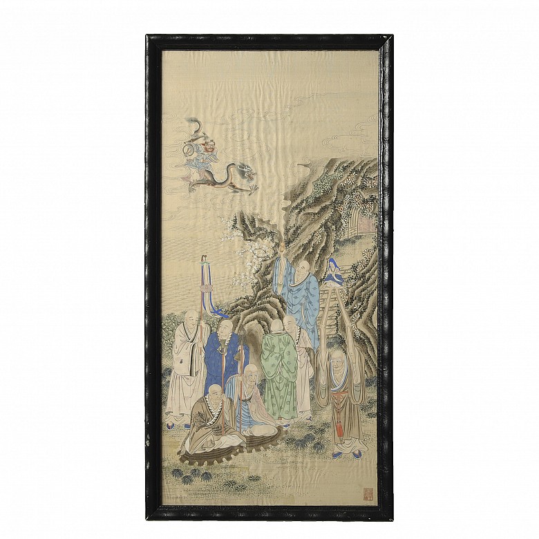 Chinese painting ‘Gods on the Mountain’, with Wang Chengxun seal