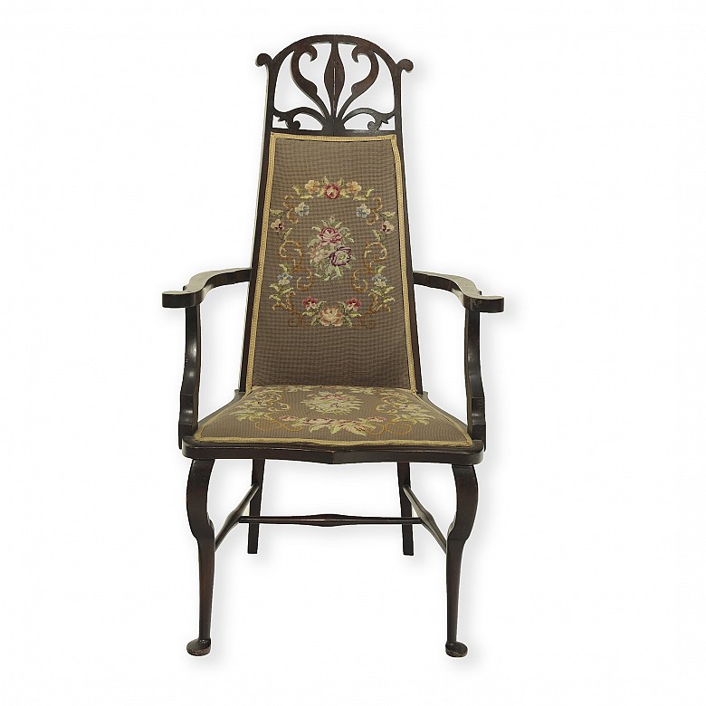 Art Nouveau carved wood armchair, 20th century