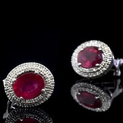 Earrings in 18kt white gold with rubies and diamonds