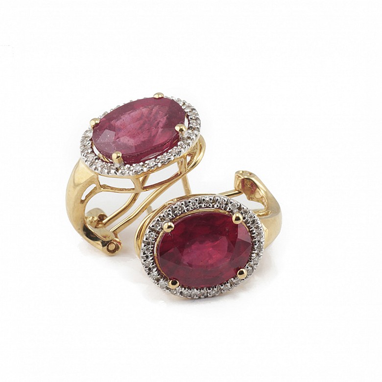 Ruby and diamond earrings.