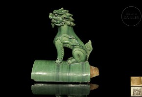 Green glazed tile “Lion Foo”, Qing dynasty