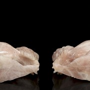 Pair of carved quartz roosters, China.