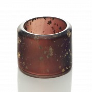 Anillo de arquero de vidrio rosa y virutas de pan de oro, s.XX - 5