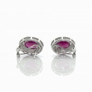 Earrings in 18k white gold with rubies and diamonds