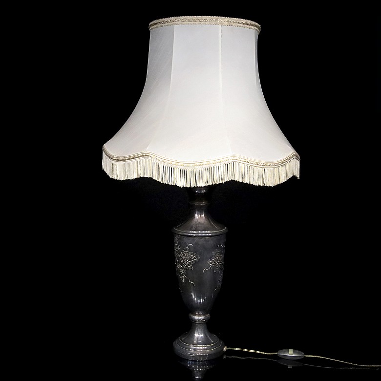 Lamp with metal foot, 20th century