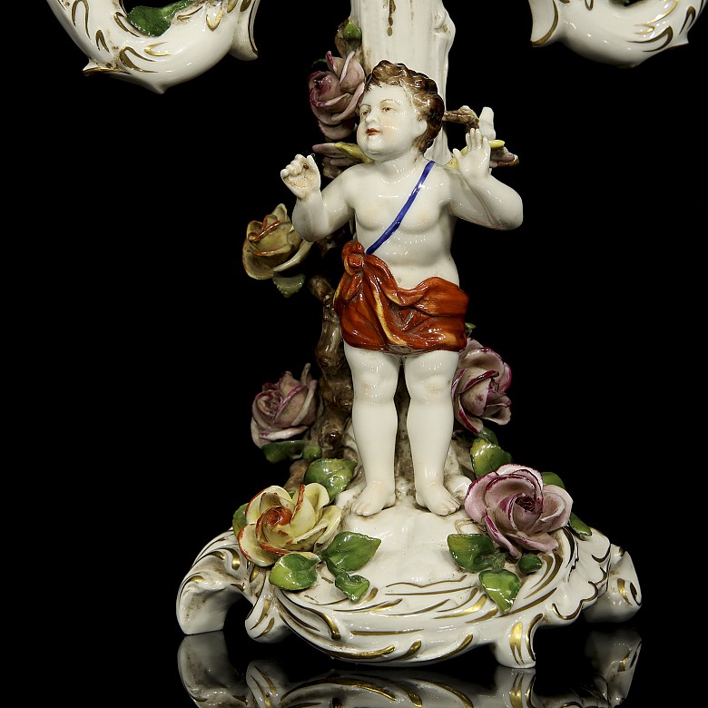 Candelabros de porcelana alemana, Volkstedt, S.XIX