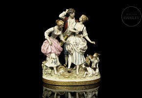 Salvador Mallol. Group of porcelain ‘Youth and flock’, 20th century