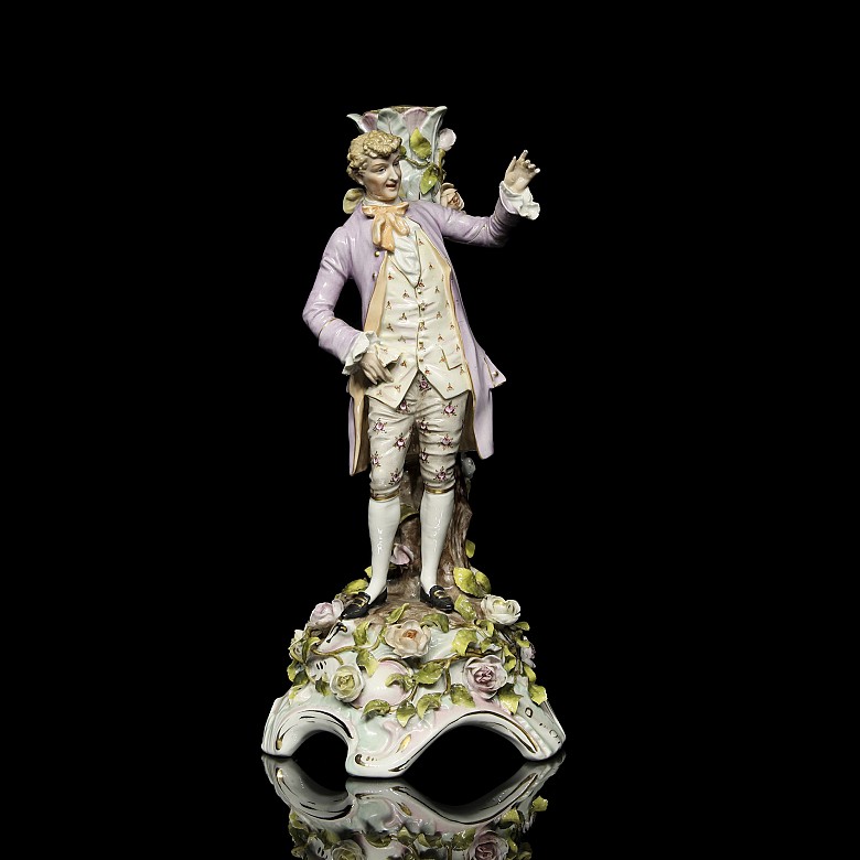 German porcelain ‘Candelabra with gentleman’, 20th century