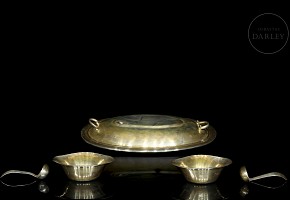 Set of four silver objects, 20th century