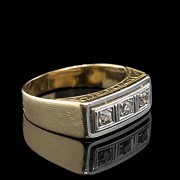 Anillo bicolor, oro blanco y amarillo de 18 k, con brillantes