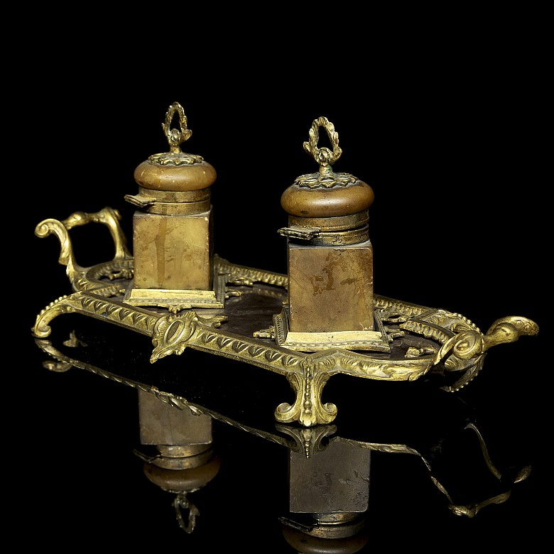 Stone and bronze scribe's desk, 19th century