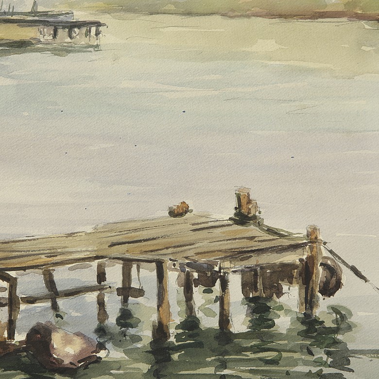 Watercolour (20th century) ‘Dock’