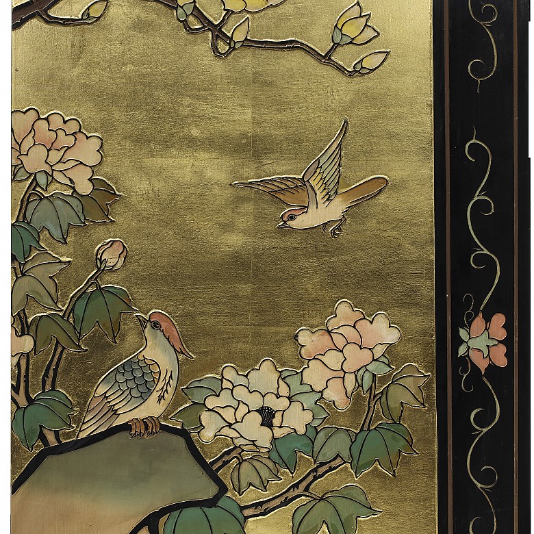 Chinese four-leaf folding screen, 20th century