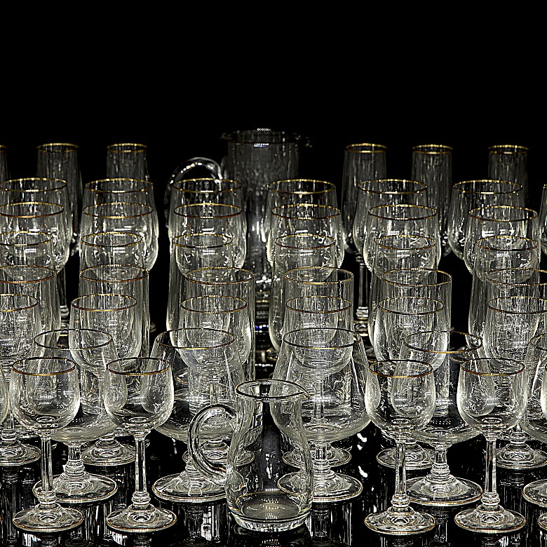 Glassware with gold detailing, 20th century