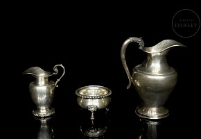 Set of three silver objects, 20th century