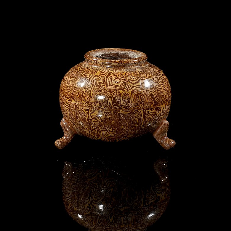 Glazed ceramic tripod censer, Tang style