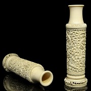 Pair of ivory vases, China, early 20th century