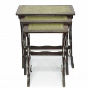 Nesting tables with leather top, Regency style, 20th century