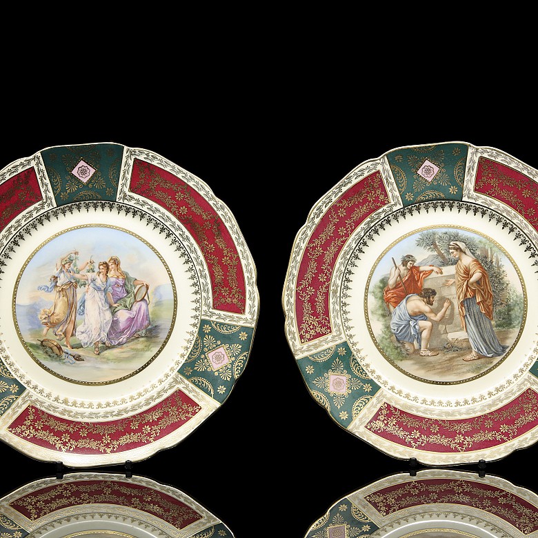 Pair of porcelain plates, JWK Carlsbad Bavaria, 20th century