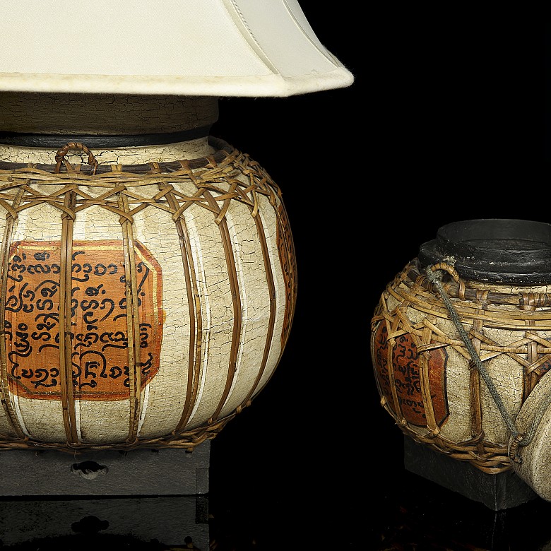 Rice lamp and rice bowl, Asia, 20th century