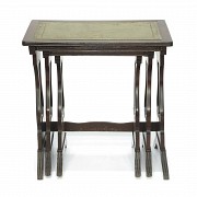 Nesting tables with leather top, Regency style, 20th century