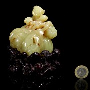 Yellow jade figurine “Girl with pumpkins”, Republic of China