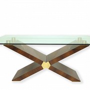 Table of rosewood and glass top